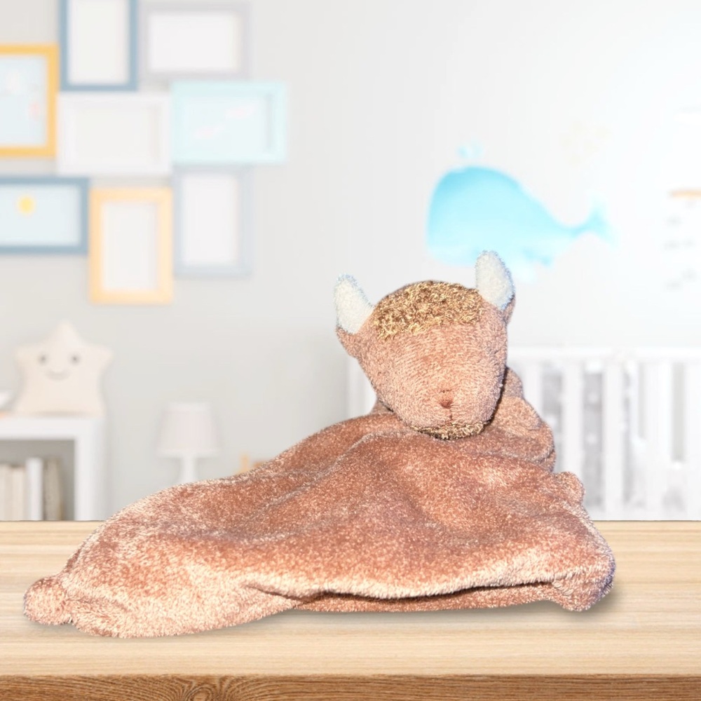 Angel Dear Buffalo Bison Lovey Pludh Security Blanket Brown